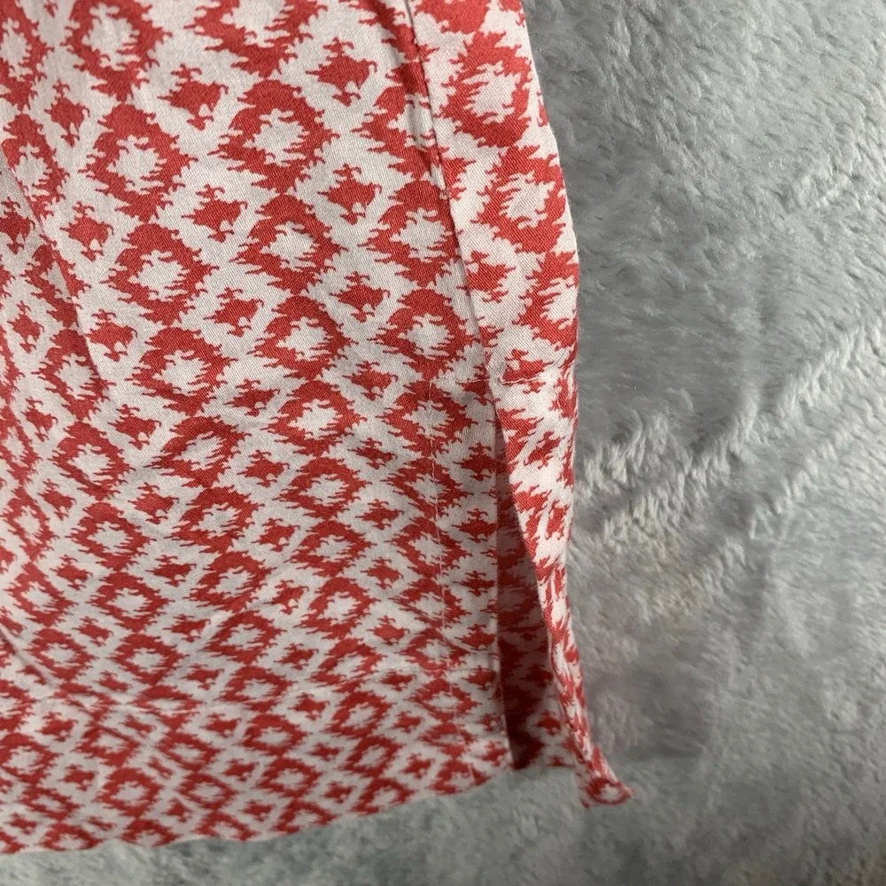 Brooks Brothers Women's Tunic XL Orange White Ikat Geometric 3/4 Sleeve Cotton‎